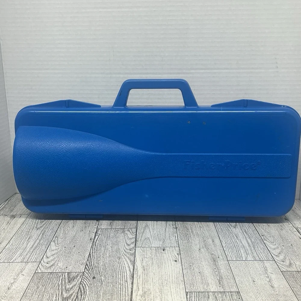 Vintage 1984 Fisher-Price Crazy Combo Horn Set 604 Incomplete Blue Case